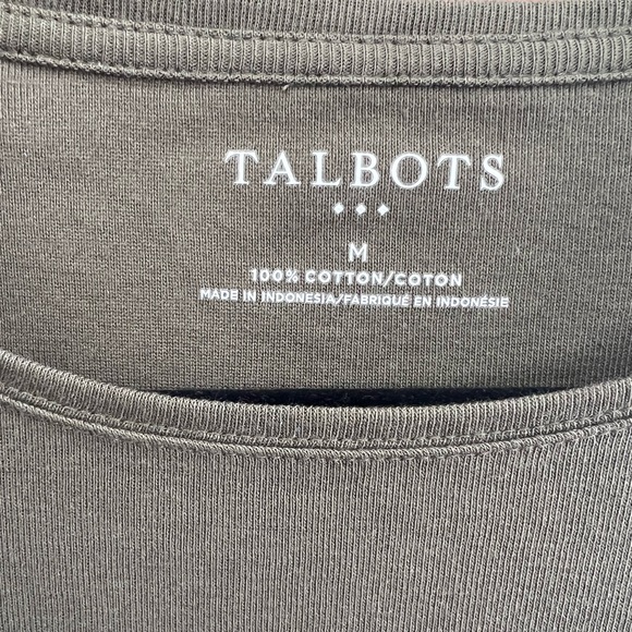TALBOTS Cotton Long Sleeve Tee/ Olive Night - Picture 3 of 4